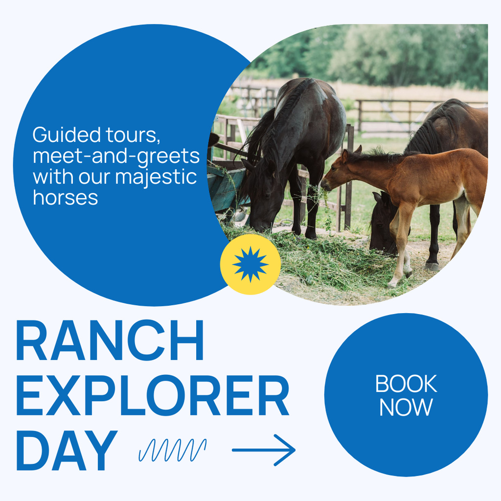 Guided Tours And Ranch Explorer Day With Booking Instagram tervezősablon