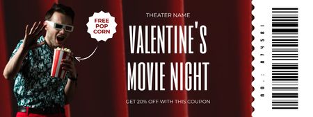 Plantilla de diseño de Oferta de descuento para la noche de cine del día de San Valentín con Happy Man Coupon 