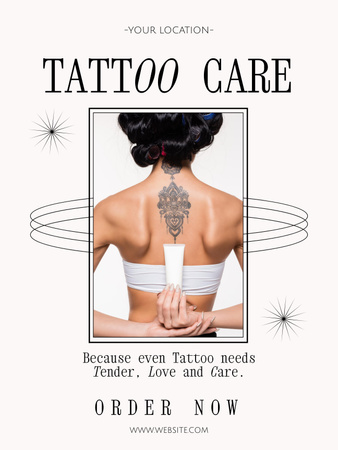 Plantilla de diseño de Oferta profesional de cuidado de tatuajes con eslogan Poster US 