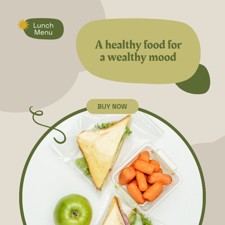 Lunch Menu Idea with Healthy Food Instagram Design Template