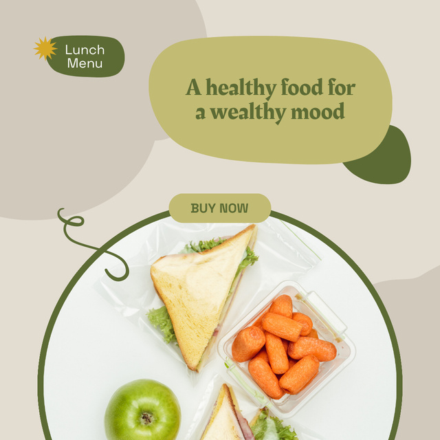 Lunch Menu Idea with Healthy Food Instagram Tasarım Şablonu