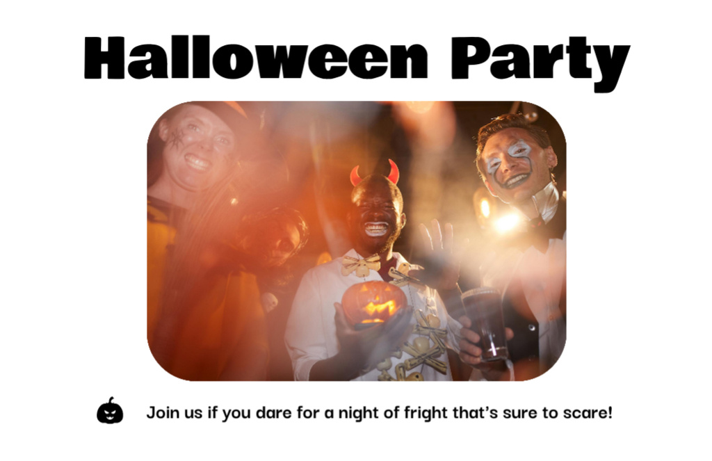 Awesome Costumes And Halloween's Party Announcement Flyer 5.5x8.5in Horizontal – шаблон для дизайна