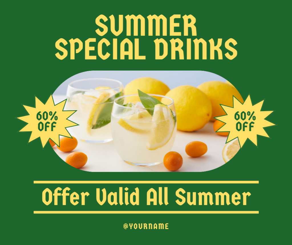 Ontwerpsjabloon van Facebook van Special Summer Drinks