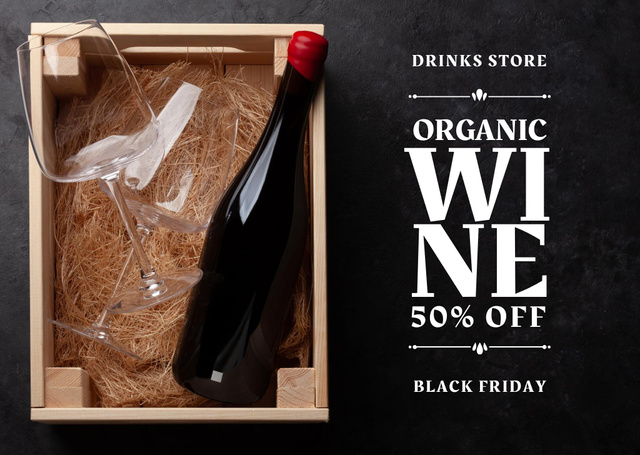 Organic Wine Sale on Black Friday Card Design Template