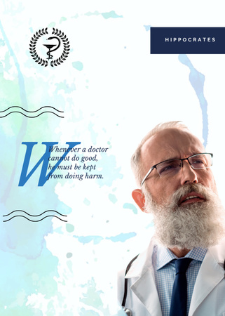 Designvorlage Zuversichtlicher Arzt mit Stethoskop und Zitat für Postcard 5x7in Vertical
