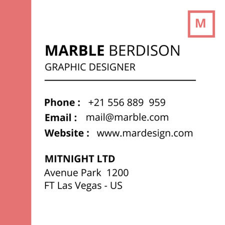 Graphic Designer Introductory Card Square 65x65mm Design Template