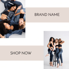 Sale Offer with Beautiful Women in Stylish Denim Clothes