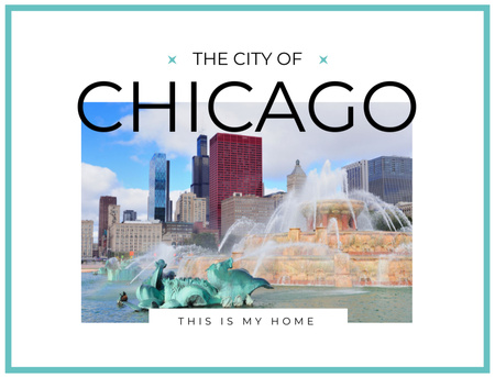 Chicago city view Postcard 4.2x5.5in Design Template