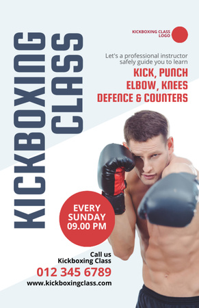 Kickboxing Training Announcement Flyer 5.5x8.5in Design Template