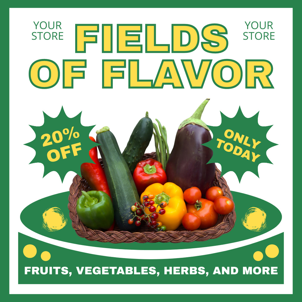 Discount on Fragrant Vegetables from Farm Instagram AD – шаблон для дизайну