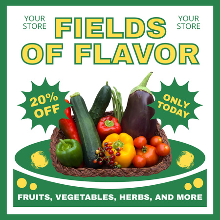 Plantilla de diseño de Descuento en verduras aromáticas de la granja Instagram AD 