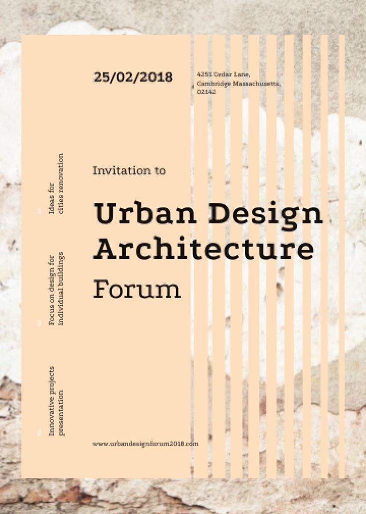 Urban design forum ad on Beige concrete wall Invitationデザインテンプレート