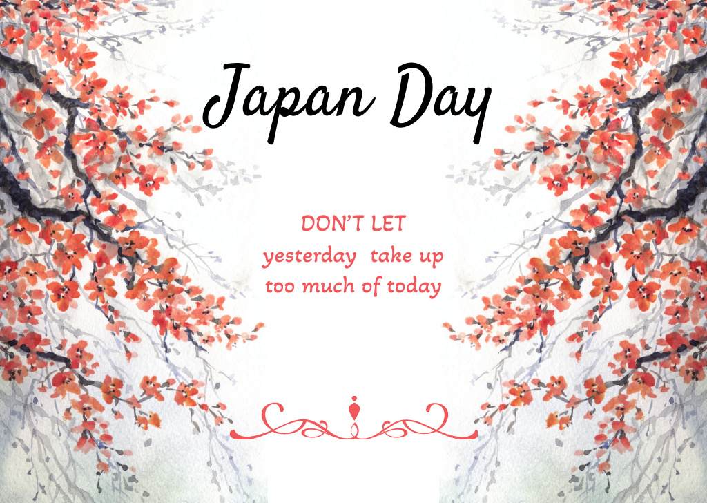 Japan day invitation with cherry blossom Card – шаблон для дизайна