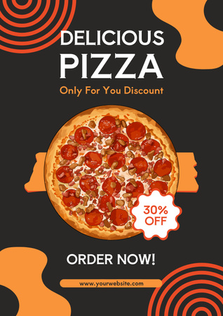 Desconto na Deliciosa Pizza Redonda Poster Modelo de Design