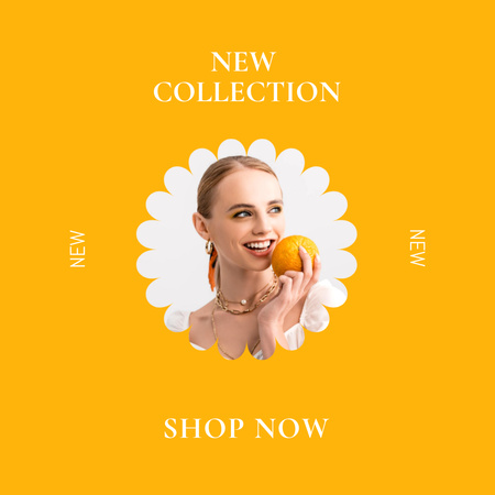 Modèle de visuel New Collection Proposal with Young Woman with Orange - Instagram