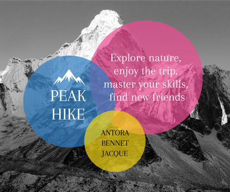 Plantilla de diseño de Hike Trip Announcement Scenic Mountains Peaks Large Rectangle 