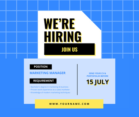 Hiring Announcement Employee for Manager Vacancy Facebook Design Template