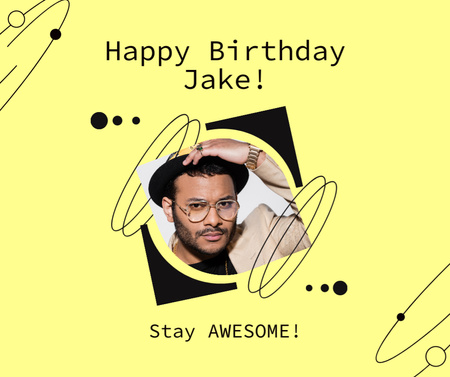 Greeting on Birthday to a Man on Yellow Facebook Design Template