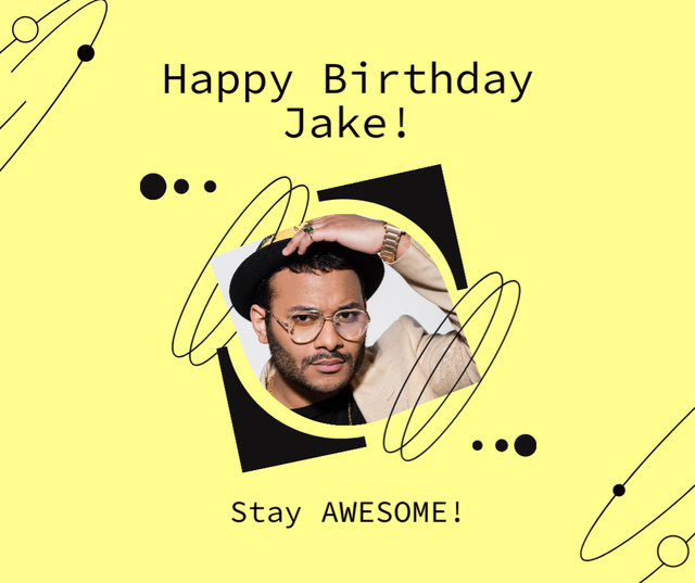 Greeting on Birthday to a Man on Yellow Facebook – шаблон для дизайну