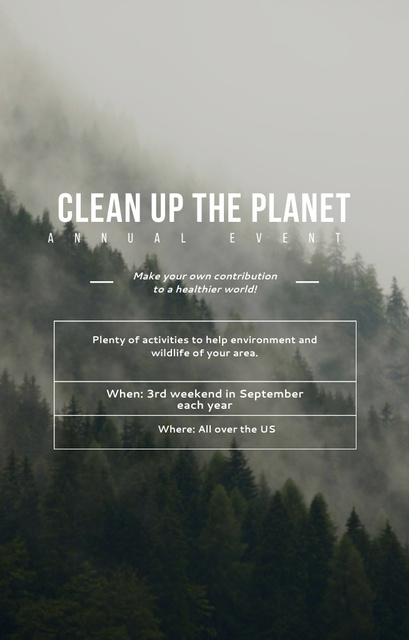 Template di design Ecological Event Ad with Foggy Forest View Invitation 4.6x7.2in