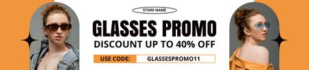Ontwerpsjabloon van Ebay Store Billboard van Promokorting op brillen voor jonge vrouwen
