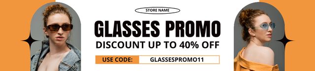 Ontwerpsjabloon van Ebay Store Billboard van Promo Discount on Glasses for Young Women