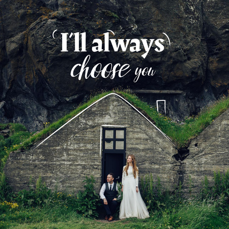 romantický pár slaví svatbu na přírodě Instagram Šablona návrhu