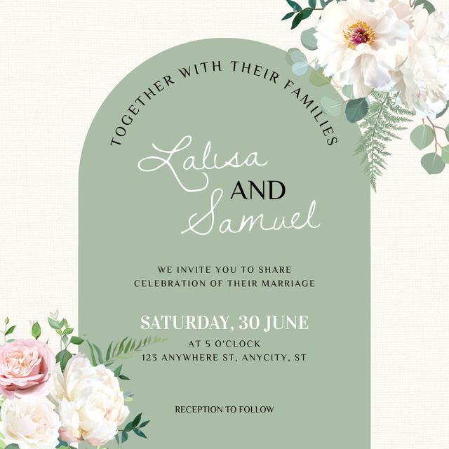 Wedding Celebration with Beautiful Tender Flowers Instagram Design Template
