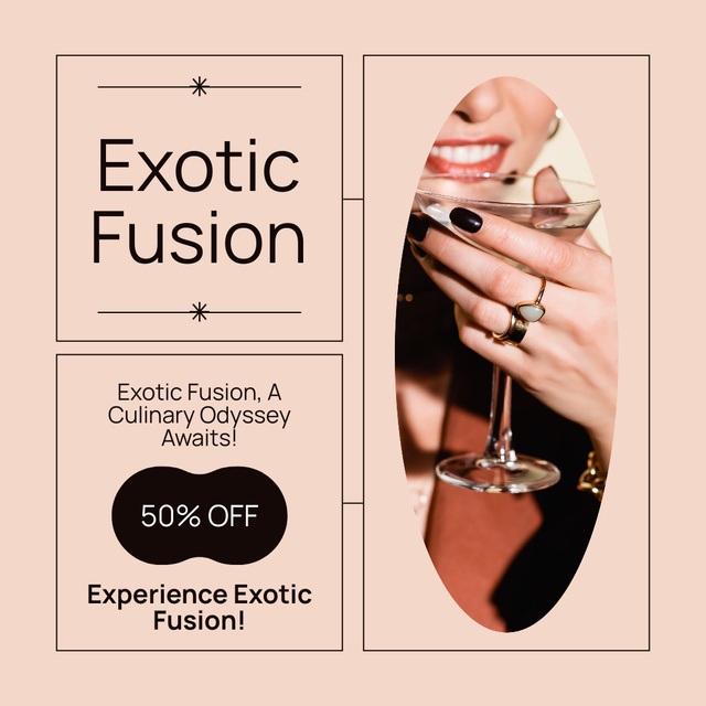 Exotic Fusion Cocktail with Discount Instagram Design Template