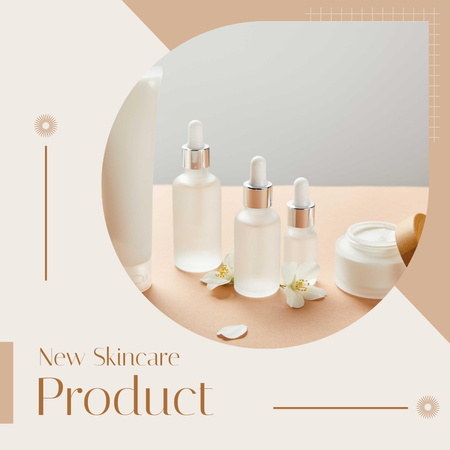 Skincare Products Ad with Cosmetic Serum Instagram Design Template