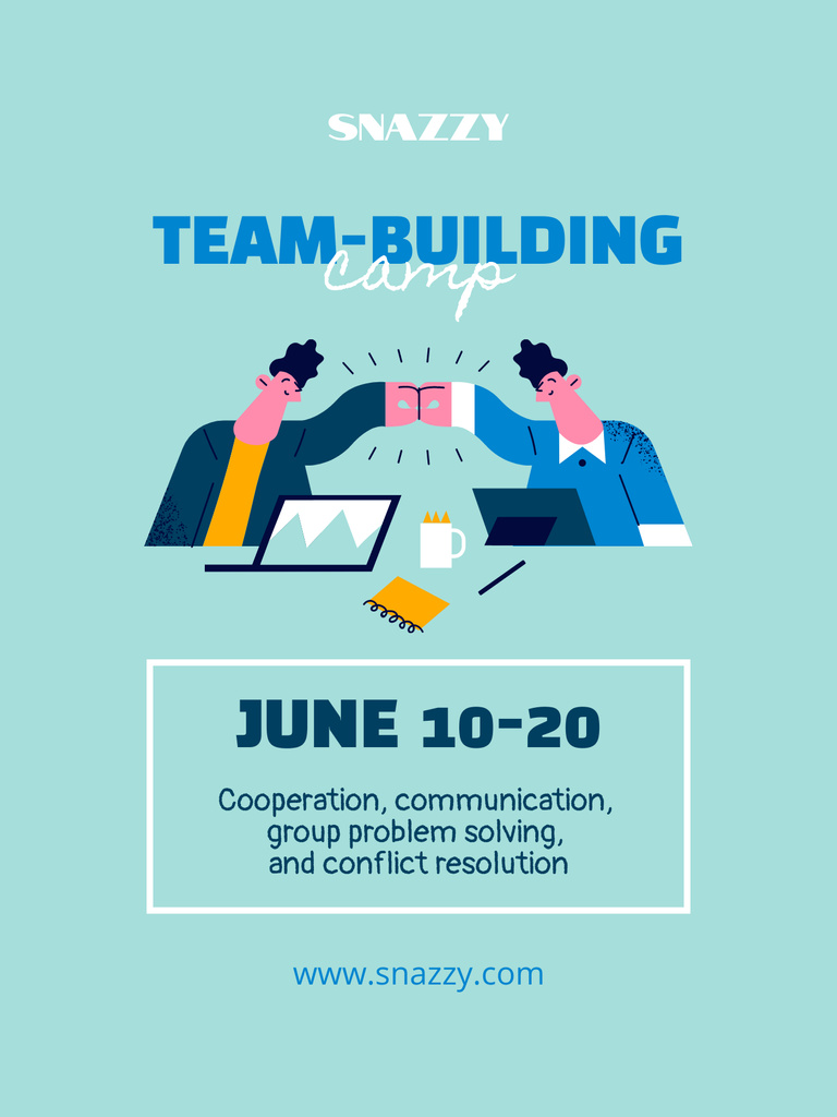 Team-Building Camp Ad with Illustration of Friends Poster US Design Template