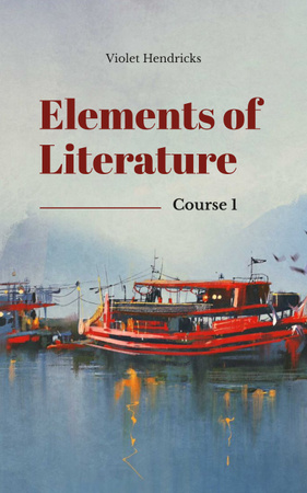 Literature Inspiration Red Boats in Harbor Book Cover Modelo de Design