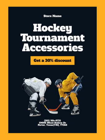 Platilla de diseño Sale of Accessories for Hockey Tournament Poster US