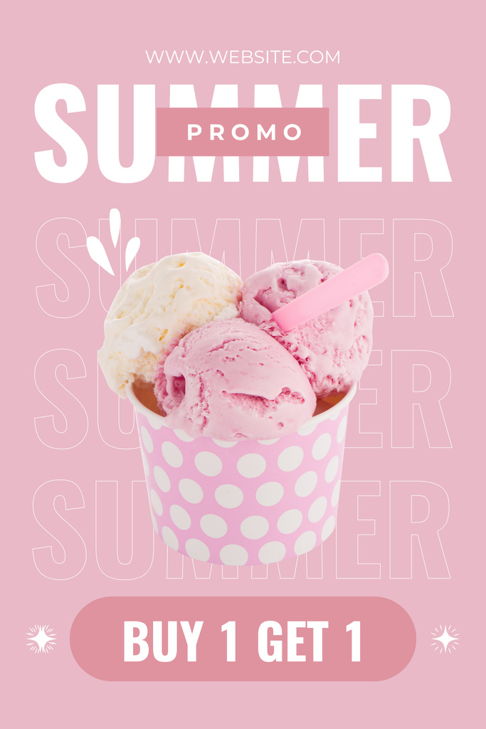 Designvorlage Summer Ice-Cream Promo on Pink für Pinterest
