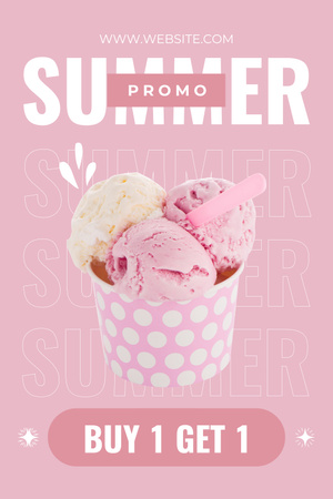 Summer Ice-Cream Promo on Pink Pinterest Design Template