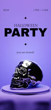 Halloween Party Ad with Silver Skull Flyer DIN Large Design Template