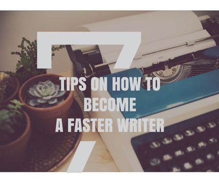 Writing Tips with Vintage Typewriter at workplace Facebook Design Template