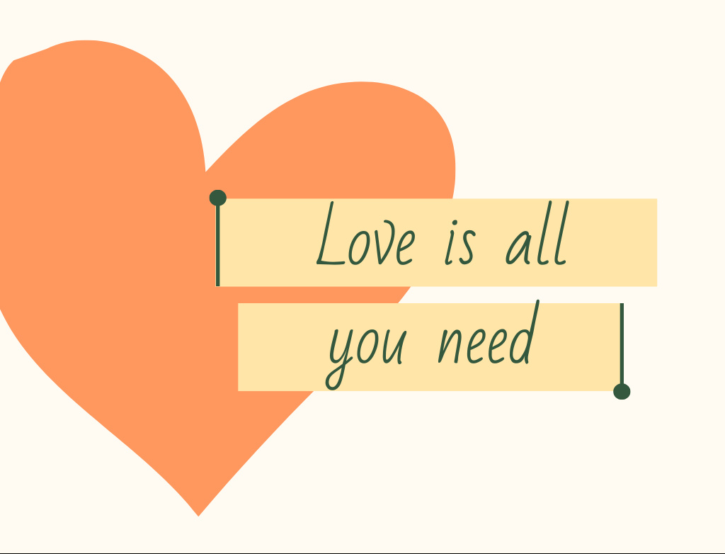 Plantilla de diseño de Love Inspiration Quote With Illustrated Heart Postcard 4.2x5.5in 