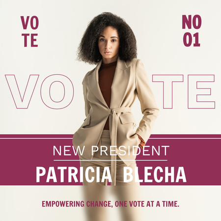 Ontwerpsjabloon van Instagram AD van Afro-Amerikaanse vrouw bij verkiezing van president