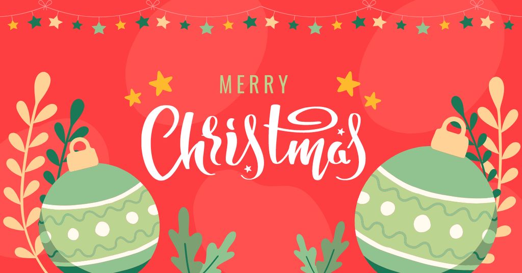 Christmas Greeting Card on Red Facebook AD Šablona návrhu