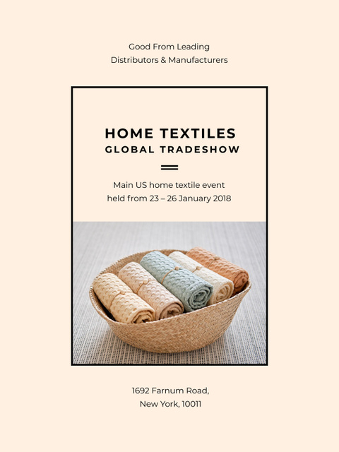 Home Textiles Global Event Announcement with Tissue Basket Poster US Šablona návrhu