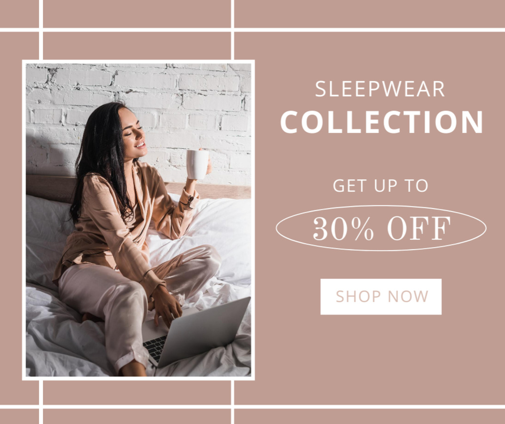 Discount on Silk Sleepwear Collection Facebook Πρότυπο σχεδίασης
