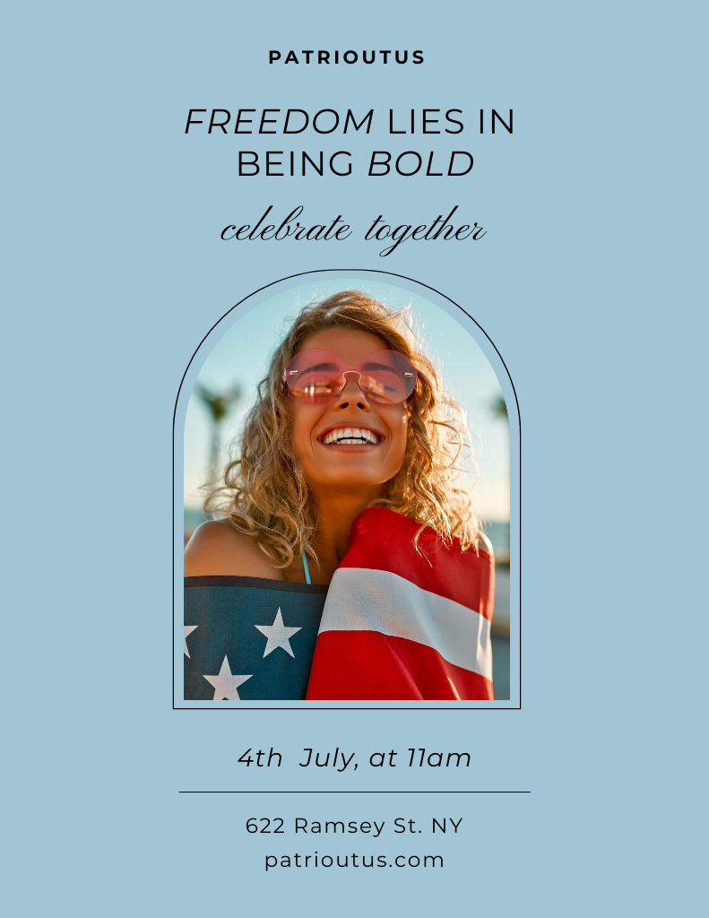 Phrase about Freedom and Boldness on USA Independence Day Poster 8.5x11in Πρότυπο σχεδίασης