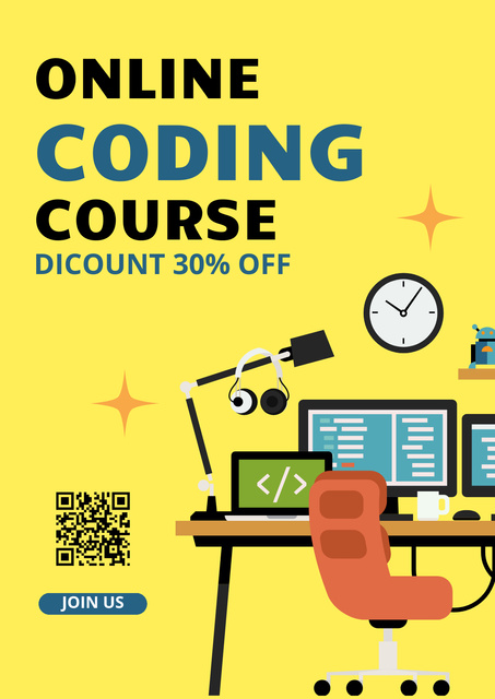 Discount on Online Coding Course Posterデザインテンプレート