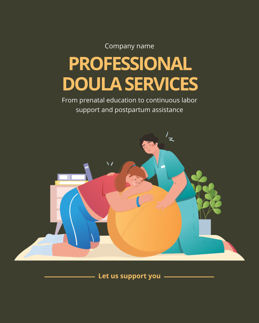 Professional Doula Services Offer With Description Instagram Post Vertical Design Template
