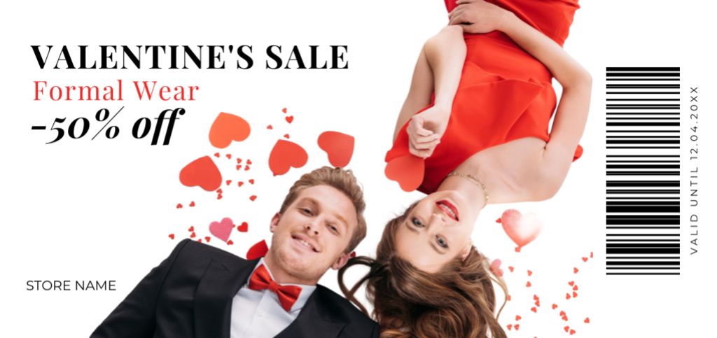 Designvorlage Valentine's Day Formal Clothing Discount for Love Couple für Coupon Din Large