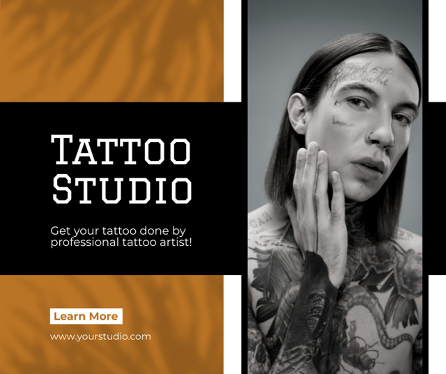 Designvorlage Stunning Art Tattoo Studio Service Offer für Facebook