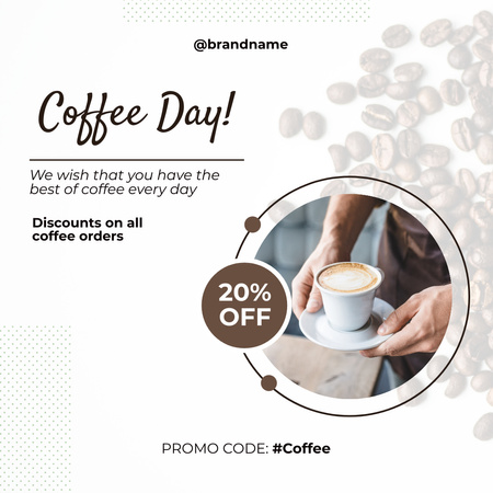 Template di design cameriere in possesso di tazza di caffè Instagram