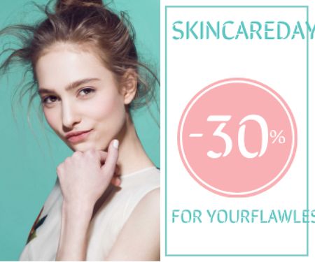 Skincare Products Sale Girl with Glowing Skin Large Rectangle Design Template