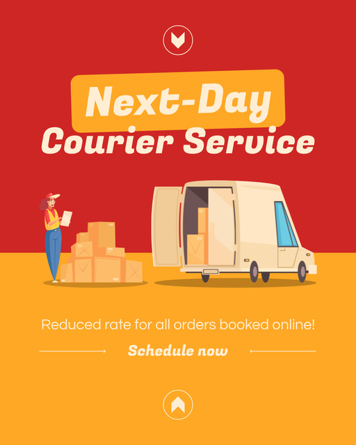 Designvorlage Next-Day Courier Delivery Services für Instagram Post Vertical